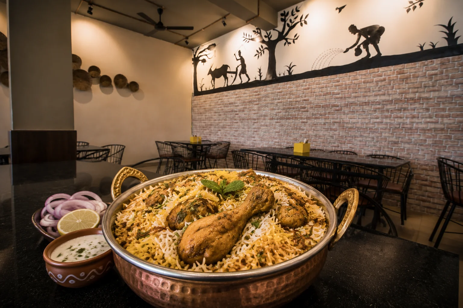 Chicken Dum Biryani - Non-Veg dish at The Farmer's Kitchen Shirwal